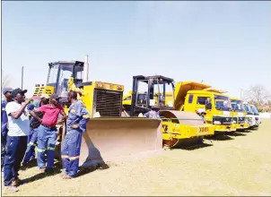  ??  ?? Chinhoyi Municipali­ty parades equipment which includes tipper, roller and refuse compactors bought using capital generated funds in the town yesterday