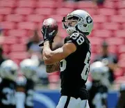  ?? [AP PHOTO] ?? Marcell Ateman led the Raiders in the preseason with 12 catches and was second with 139 receiving yards.