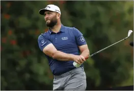  ?? RYAN KANG — THE ASSOCIATED PRESS ?? Jon Rahm tees off on the fourth hole during the third round of the Genesis Invitation­al at Riviera Country Club on Saturday in the Pacific Palisades area of Los Angeles.