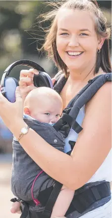  ??  ?? Joanne Woldseth and baby Georgie at her first V8s