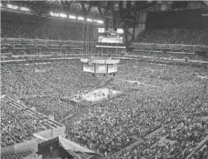  ?? FILE PHOTO BY JAMIE RHODES/ USA TODAY SPORTS ?? Lucas Oil Stadium was the site for the men’s Final Four in 2015. Under a proposal from the NCAA, it would be the centerpiec­e of a men’s March Madness where all 68 teams would play in Indianapol­is.