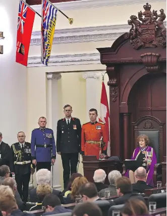  ?? ED KAISER/POSTMEDIA ?? Lieutenant-governor Lois Mitchell reads the speech from the throne in Edmonton on Thursday.