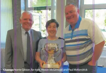  ??  ?? Champs Norrie Gibson, far right, Alyson McGinnigle and Paul McKendrick