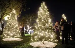  ??  ?? When the memorial trees are lit, people start looking for their loved ones’ ornament Tuesday at the annual Myers Memorial Tree lighting ceremony.