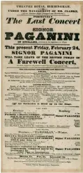  ??  ?? Tour memories: (above) a poster advertisin­g Paganini’s last concert in the UK; cartoonist­s take delight in the violinist’s fling with the youthful Charlotte Watson (right) and his contempt for ‘John Bull’ (top right)