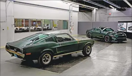  ?? Ford Motor Co. ?? THE ORIGINAL 1968 Mustang from the movie “Bullitt,” left, and the 2019 Mustang Bullitt, which adds Bluetooth and other modern tech.