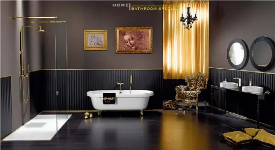 ?? Photo courtesy: NEWFORM ?? A luxury bath space equipped with smart fixtures ( above); ring- shaped chrome faucet ( below)