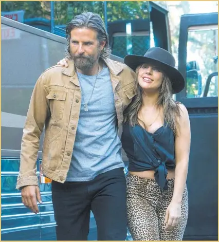  ?? Clay Enos Warner Bros. Pictures ?? BRADLEY COOPER and Lady Gaga in “A Star Is Born.” Perhaps award-show voters found their star power a little off-putting?