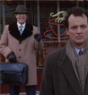  ??  ?? Bill Murray in Groundhog Day, a heart-warming feel-good tale with a near perfect turn from Bill Murray