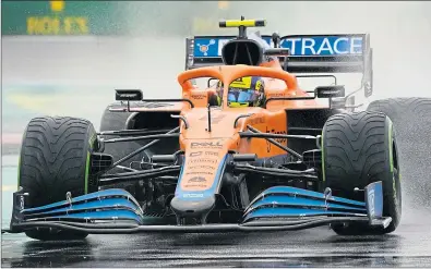  ?? ?? Lando Norris on his way to putting his Mclaren on pole yesterday for today’s Russian GP