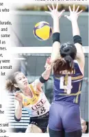  ?? PHOTO BY RIO DELUVIO ?? UST’s Regina Jurado hammers a down-the-line hit against NU’s Bella Belen during the UAAP Season 86 women’s volleyball at the Smart Araneta Coliseum on Sunday, March 24, 2024.