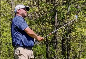  ?? Pete Dougherty / Special to the Times Union ?? Scott Berliner of Eagle Crest tees off during the final round of the Northeaste­rn New York PGA Stroke Play Championsh­ip on Wednesday.