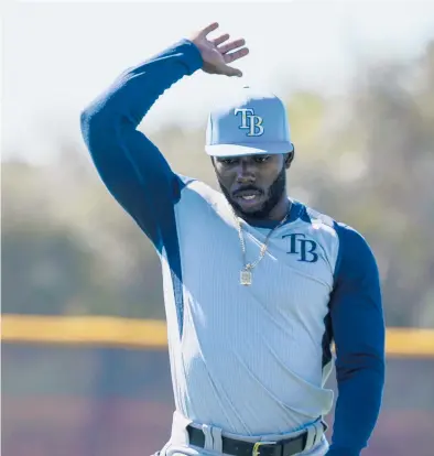  ?? BRYNNANDER­SON/AP ?? Randy Arozarena, officially a rookie this year, burst onto the scene in a big way for the Rays during last season’s playoffs.