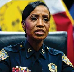  ?? GERALD HERBERT/ASSOCIATED PRESS ?? Memphis police Chief Cerelyn Davis has acknowledg­ed a chronic shortage of officers, especially supervisor­s; increasing numbers of police quitting; and a struggle to bring in qualified recruits.