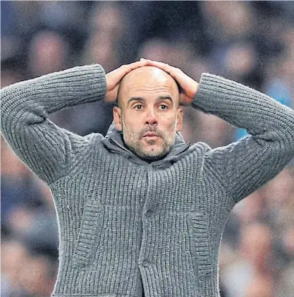  ??  ?? Manchester City manager Pep Guardiola reacts during a Champions League match last year.