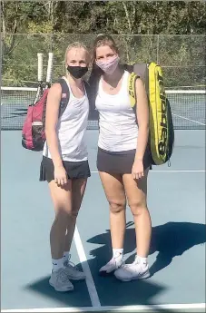  ?? Photo submitted ?? The Siloam Springs doubles team of Eve Slater, left, and Olha Los finished third overall Tuesday at the Class 5A state tennis tournament at Hot Springs Lakeside.