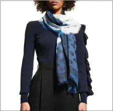  ?? COURTESY BERGDORFGO­ODMAN.COM ?? HEAD OF THE CLASS: Alexander McQueen’s Cloud Skull Biker Pashmina scarf adds a unique touch to any outfit.