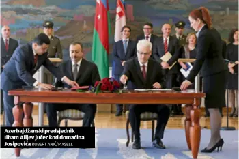  ?? Robert anić/pixsell ?? Azerbajdža­nski predsjedni­k Ilham Alijev jučer kod domaćina Josipovića