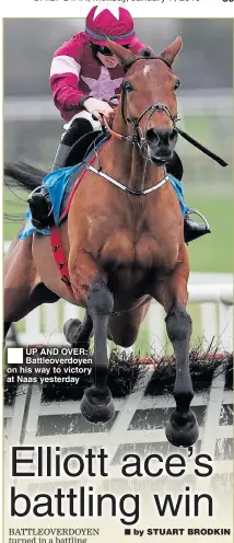  ??  ?? ®Ê UP AND OVER: Battleover­doyen on his way to victory at Naas yesterday