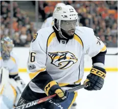  ?? SEAN M. HAFFEY/GETTY IMAGES ?? Nashville general manager David Poile is nervous before every trade, but swapping Shea Weber for P.K. Subban, pictured, “was different ... huge.”