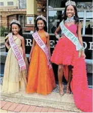  ?? Picture: ASANDA MPINI ?? SHINING BRIGHT: Minentle Sondzaba, 7, Kungawo Mpini, 9, and Lwazikazi Johannes, 14, bask in the glow of winning coveted titles at the Miss Teen Universe SA Minis 2024 pageant in Durban
