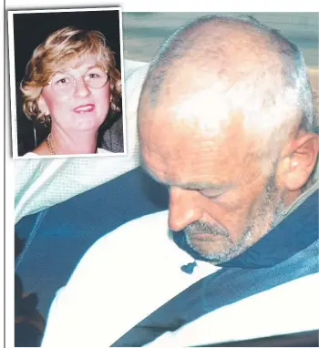  ?? Picture: DAVID CLARK ?? Clive Nicholson arriving at Southport Watchhouse in April, 2004, and (inset) his wife Julie Nicholson, who he bludgeoned to death with a hammer.