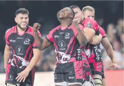  ?? Picture: Backpagepi­x ?? ANOTHER FINAL. The Pumas celebrate after beating the Sharks in their Currie Cup semifinal at Kings Park in Durban on Saturday.