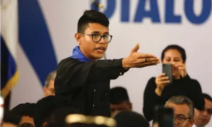  ??  ?? Lesther Alemán, a former student leader, was arrested Monday under Nicaragua’s draconian treason laws. Photograph: Alfredo Zuniga/ AP