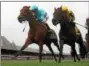  ?? PHOTO PROVIDED BY SPENCER TULIS ?? Lady Eli, left with Irad Ortiz up, holds off Quidura and jockey Junior Alvarado to win the Grade 1 Diana Handicap Saturday at Saratoga Race Course.