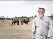  ?? Picture: TROPHY ?? SALE PLAN: John Hume, who owns more than 1 500 rhinos, at his Buffalo Dream Ranch in North West Province. Hume has announced an online auction, saying revenue will be used to fund rhino protection.