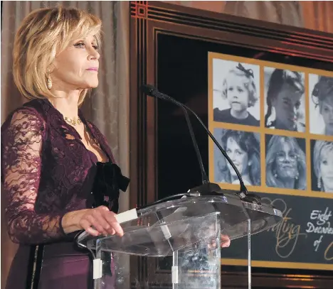  ?? RICK DIAMOND/GETTY IMAGES ?? Oscar-winning actress Jane Fonda speaks at GCAPP Eight Decades of Jane in celebratio­n of her 80th birthday in Atlanta earlier this month. The political activist works to reduce teen pregnancy and is also speaking up about the widespread sexual harassment of women.