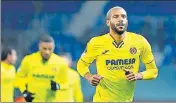  ?? ?? Villarreal's Etienne Capoue celebrates after scoring against Atalanta in their Champions League match on Thursday.