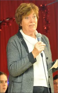  ??  ?? Cllr. Eileen Tully speaking at the Greener Christmas Poetry 2019 competitio­n.