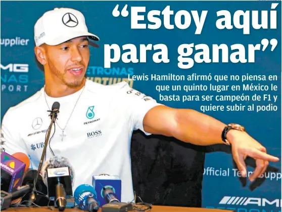  ??  ?? El piloto británico Lewis Hamilton, en conferenci­a de prensa