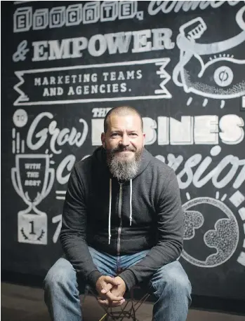  ?? BEN NELMS ?? Unbounce, a Vancouver-based firm led by chief executive Rick Perreault, sets up landing web pages so their clients can better direct online visitors and convert them into sales leads.