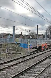  ?? CARILLION. ?? Carillion was liquidated on January 15. The company was a major contractor for the national network, and won deals with HS2. It carried out work as part of the Crossrail West scheme ( RAIL 810). This view looks west at Hayes & Harlington.