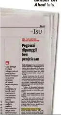  ??  ?? Keratan akhbar BH Ahad lalu.