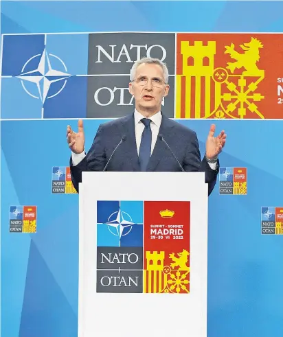  ?? ?? Nato-Generalsek­retär Jens Stoltenber­g warnt, dass Russland und China versuchen würden, ihren Einfluss auf dem afrikanisc­hen Kontinent auszubauen. Das will das Bündnis mit neuen Kooperatio­nen verhindern.