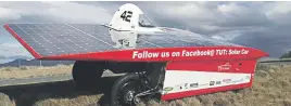  ?? Picture: Facebook ?? GOING. TUTs Sunchaser 3 solar car is doing well in the Sasol Solar Challenge, despite setbacks.