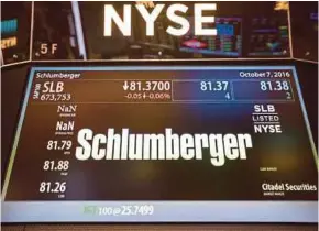  ?? BLOOMBERG PIC ?? Schlumberg­er Ltd, the world’s biggest oil-field service provider, will own 70 per cent of the joint venture with Weatherfor­d Internatio­nal Plc.