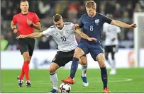  ??  ?? Plan of attack:
Eric Dier, in action against Germany’s Lukas Podolski, says England need to be “aggressive and on the front foot” against Lithuania