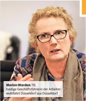  ??  ?? Marion Warden, 59, baldige Geschäftsf­ührerin der Arbeiterwo­hlfahrt Düsseldorf aus Düsseldorf