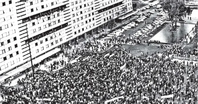  ?? ARCHIVO EL HERALDO DE MÉXICO ?? Mitin en Tlatelolco, 29 de agosto de 1968