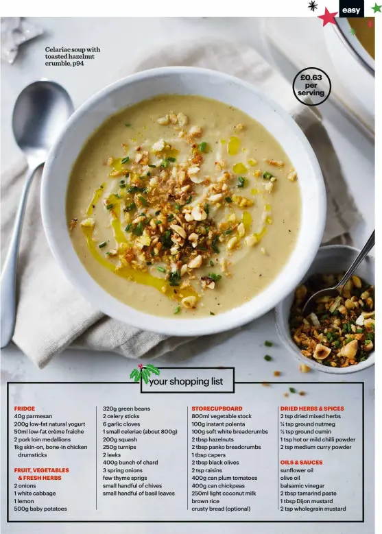  ?? ?? Celariac soup with toasted hazelnut crumble, p94