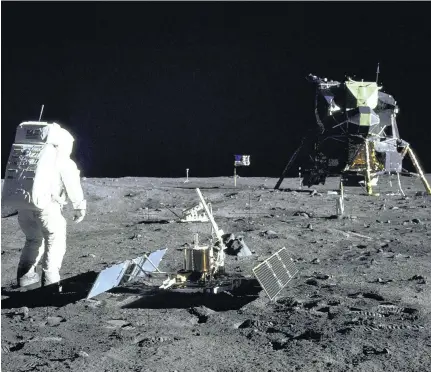  ?? Nasa / Reuters ?? Buzz Aldrin, pictured on the Moon during the Apollo 11 mission in July, 1969, and other astronauts have had remarkably long lives.