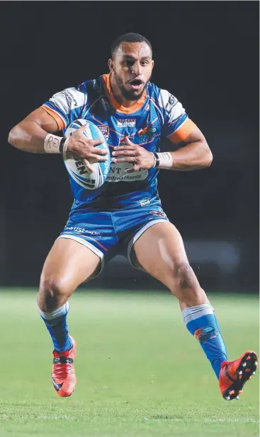  ?? Picture: JUSTIN BRIERTY ?? HOT-STEPPER: Pride’s Gideon Gela-Mosby was a flyer for his side in the Intrust Super Cup match against Norths Devils at Barlow Park, with an intercept and 30m run to score.