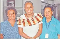  ?? Picture: JONACANI LALAKOBAU ?? From left, Mere Gina, Ministry of Education permanent secretary, Selina Kuruleca, and Torika Taoi.