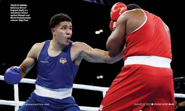  ?? Photos: ROBERT CIANFLONE/GETTY IMAGES ?? YOUTH IS SERVED: Delicious Orie of England [left] is a unanimous winner against Olympic and World Championsh­ips veteran Nigel Paul