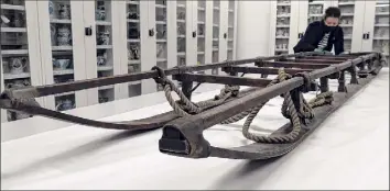  ?? James Brooks / Associated Press ?? A wooden sled used on explorer Ernest Shackleton’s Antarctic expedition has been bought by a British government-funded body, preventing the artifact leaving the country.