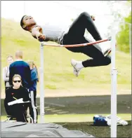  ?? SPECIAL TO THE ENTERPRISE-LEADER ?? MIKE ECKELS
Farmington’s Josh Blakley placed fifth in the high jump during the Lion Relays hosted by Gravette on Thursday by clearing 5-8.